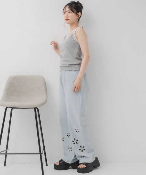 RETRO GIRL（レトロガール）の「カップ付レースタンク（タンクトップ・レディース・ライトグレー/ブラック/オフホワイト・FREE）」の10枚目の写真