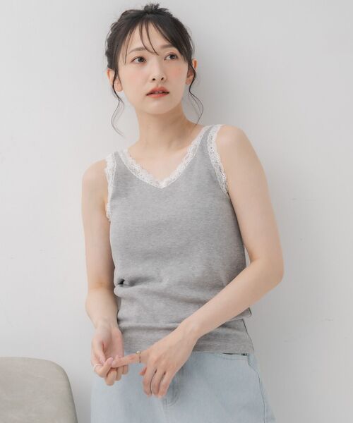 RETRO GIRL（レトロガール）の「カップ付レースタンク（タンクトップ・レディース・ライトグレー/ブラック/オフホワイト・FREE）」の12枚目の写真