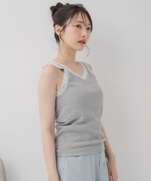 RETRO GIRL（レトロガール）の「カップ付レースタンク（タンクトップ・レディース・ライトグレー/ブラック/オフホワイト・FREE）」の13枚目の写真