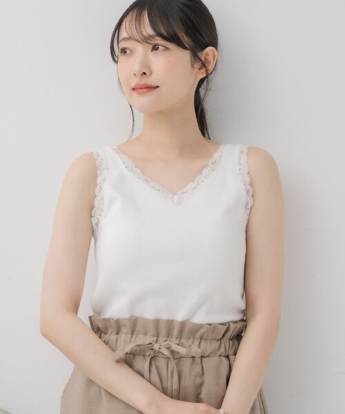 RETRO GIRL（レトロガール）の「カップ付レースタンク（タンクトップ・レディース・ライトグレー/ブラック/オフホワイト・FREE）」の6枚目の写真