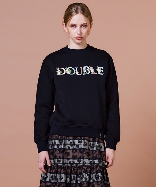 DOUBLE STANDARD CLOTHING(ダブルスタンダードクロージング)の「ダンボールロゴニット(ニット/セーター・レディース・ベージュ/ブラック・FREE)」の6枚目の写真