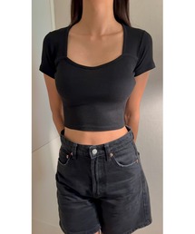 ハートネックTシャツ/heart neck T-shirt