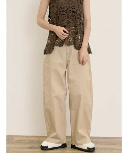 Samansa Mos2(サマンサ モスモス)の「ワイドエッグチノパンツ(チノパンツ・レディース・ブラウン/ライトベージュ・マルチサイズ)」の12枚目の写真
