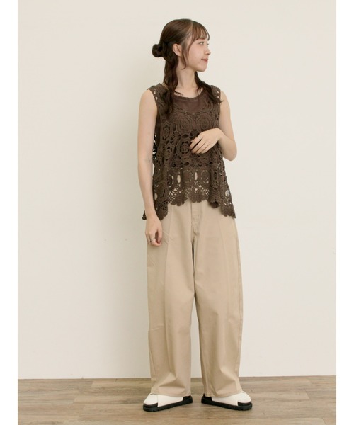 Samansa Mos2(サマンサ モスモス)の「ワイドエッグチノパンツ(チノパンツ・レディース・ブラウン/ライトベージュ・マルチサイズ)」の16枚目の写真