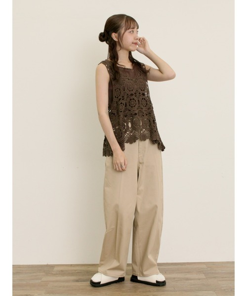 Samansa Mos2(サマンサ モスモス)の「ワイドエッグチノパンツ(チノパンツ・レディース・ブラウン/ライトベージュ・マルチサイズ)」の20枚目の写真