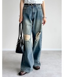 デニム ワイド パンツ リング ワイド・ルーズ」に該当するブルー