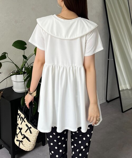 prose verse（プロズヴェール）の「パールカラーペプラムトップス（Tシャツ/カットソー・レディース・ブラック/オフホワイト・LARGE/MEDIUM）」の13枚目の写真