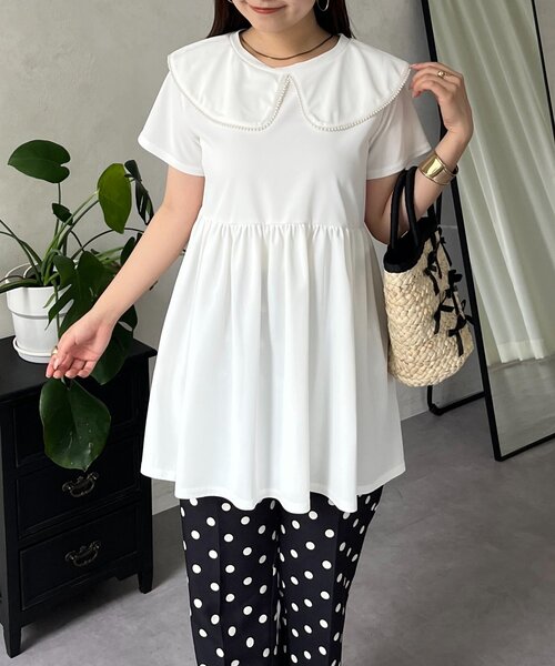 prose verse（プロズヴェール）の「パールカラーペプラムトップス（Tシャツ/カットソー・レディース・ブラック/オフホワイト・LARGE/MEDIUM）」の17枚目の写真