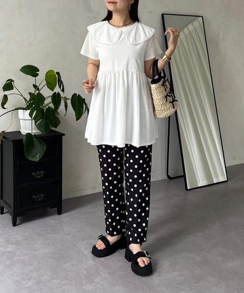 prose verse（プロズヴェール）の「パールカラーペプラムトップス（Tシャツ/カットソー・レディース・ブラック/オフホワイト・LARGE/MEDIUM）」の19枚目の写真