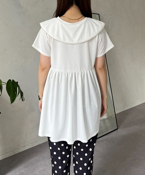 prose verse（プロズヴェール）の「パールカラーペプラムトップス（Tシャツ/カットソー・レディース・ブラック/オフホワイト・LARGE/MEDIUM）」の5枚目の写真