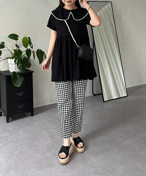 prose verse（プロズヴェール）の「パールカラーペプラムトップス（Tシャツ/カットソー・レディース・ブラック/オフホワイト・LARGE/MEDIUM）」の21枚目の写真