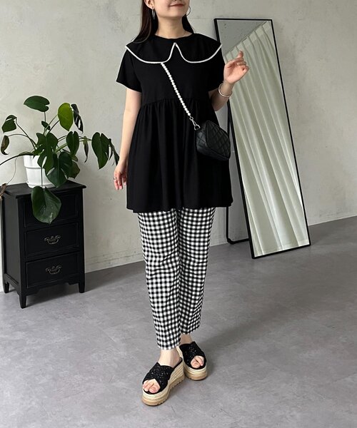 prose verse（プロズヴェール）の「パールカラーペプラムトップス（Tシャツ/カットソー・レディース・ブラック/オフホワイト・LARGE/MEDIUM）」の22枚目の写真