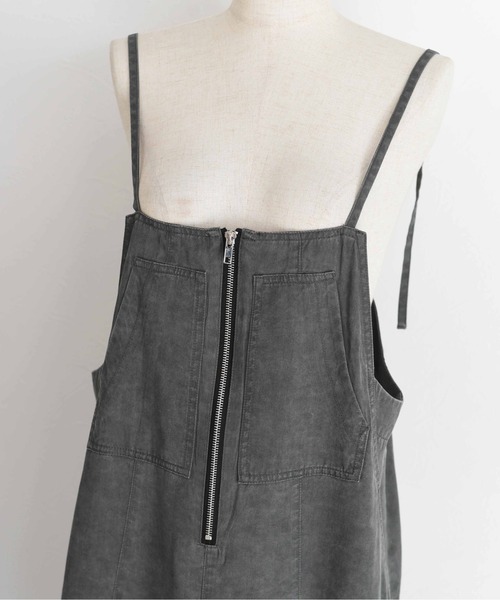Eimee Law（エイミーロウ）の「バイオ加工 フロントZIP ジャンスカ（ジャンパースカート・レディース・スミクロ/オリーブ・FREE）」の7枚目の写真