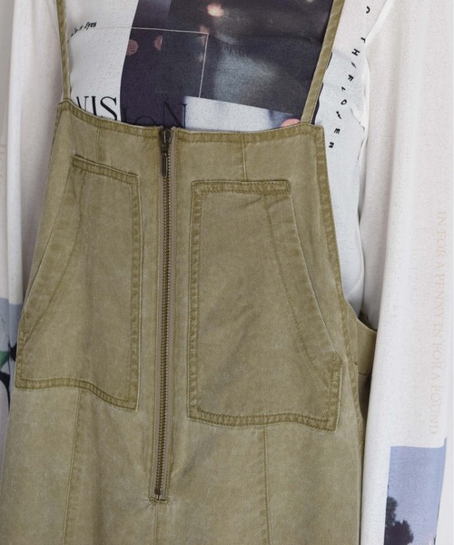 Eimee Law（エイミーロウ）の「バイオ加工 フロントZIP ジャンスカ（ジャンパースカート・レディース・スミクロ/オリーブ・FREE）」の17枚目の写真