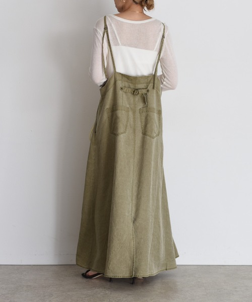 Eimee Law（エイミーロウ）の「バイオ加工 フロントZIP ジャンスカ（ジャンパースカート・レディース・スミクロ/オリーブ・FREE）」の16枚目の写真