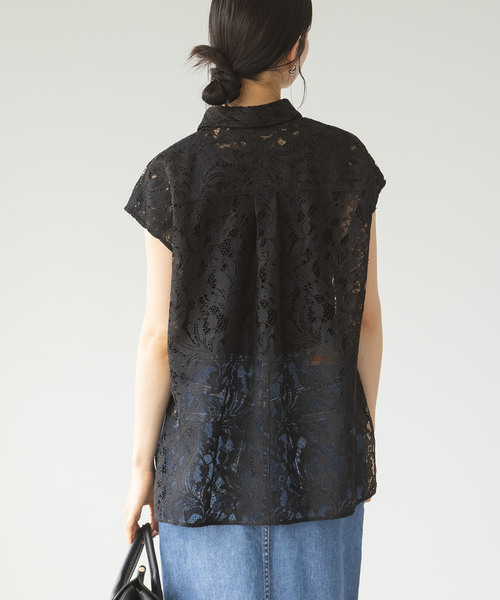 Noble（ノーブル）の「【洗える】ボタニカルレースフレンチスリーブ