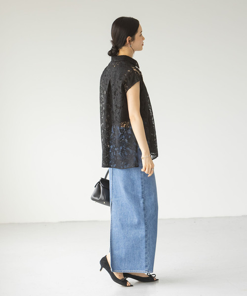 ボタニカルレースフレンチスリーブブラウス セール 20%OFF】【洗える】ボタニカルレースフレンチスリーブ