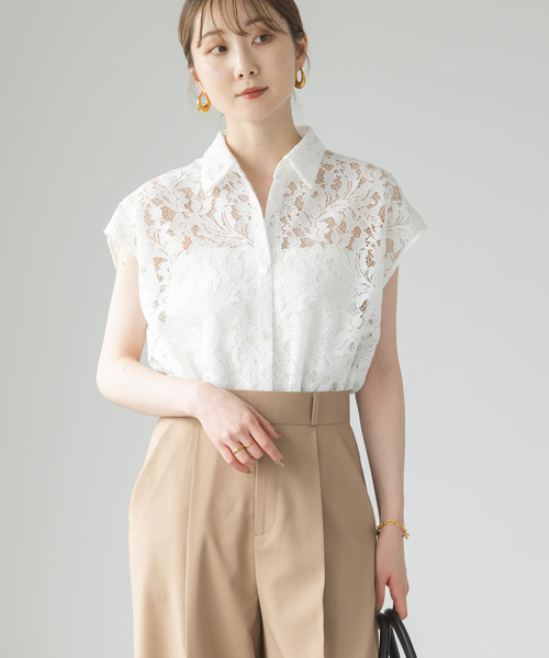 Noble（ノーブル）の「【洗える】ボタニカルレースフレンチ