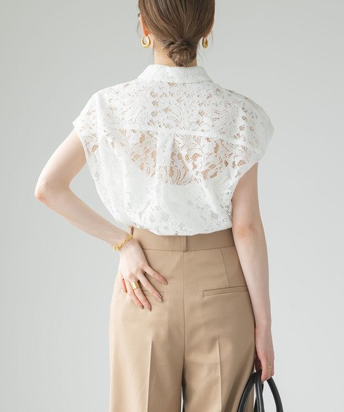 2025ss 新品 ノーブル　ボタニカルレースフレンチスリーブブラウス ホワイト 2025ss 新品 ノーブル ボタニカルレースフレンチスリーブ