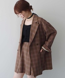 ARNYS PARIS テーラードジャケット ブラウン系 チェック柄 e9da6fa9c70c32298a1c61fb86353d