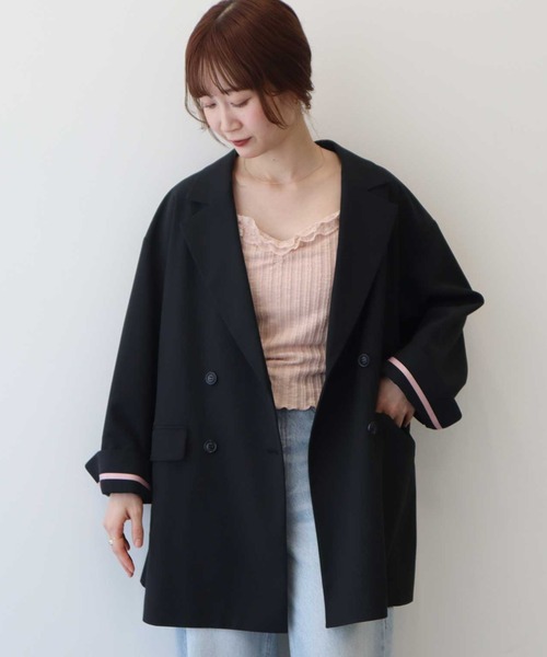 earth music&ecology（アースミュージックアンドエコロジー）の「BIGジャケット（テーラードジャケット・レディース・ライトブラウン/ブラウン系その他4/ブラック・FREE）」の2枚目の写真