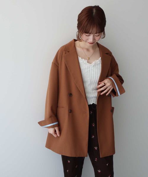 earth music&ecology（アースミュージックアンドエコロジー）の「BIGジャケット（テーラードジャケット・レディース・ライトブラウン/ブラウン系その他4/ブラック・FREE）」の8枚目の写真