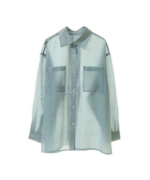 CONVERSE TOKYO（コンバーストウキョウ）の「BACK SLIT ORGANDY SHEER SHIRT（シャツ/ブラウス・レディース・ホワイト/ブラック/サックスブルー・FREE）」の7枚目の写真