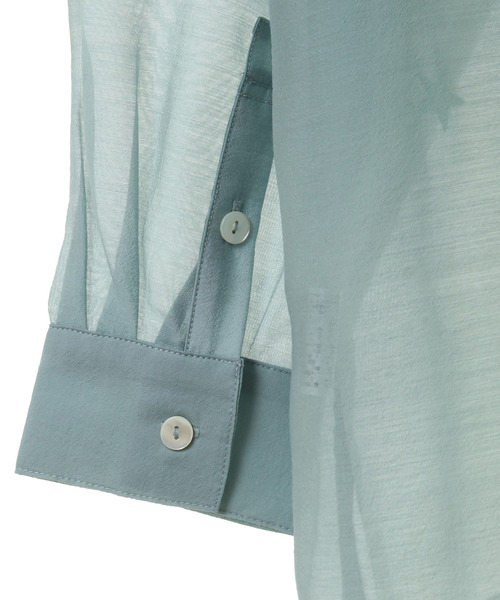 CONVERSE TOKYO（コンバーストウキョウ）の「BACK SLIT ORGANDY SHEER SHIRT（シャツ/ブラウス・レディース・ホワイト/ブラック/サックスブルー・FREE）」の11枚目の写真