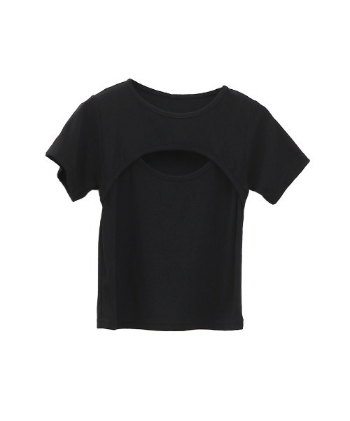 LVEU.(ラブユ.)の「【LVEU.】フロントカットアウトトップス / トップス 半袖 カットアウト 肌見せ ミニT クロップド ショート コンパクト ブラック カーキ(Tシャツ/カットソー・レディース・ブラック/カーキ・FREE)」の20枚目の写真
