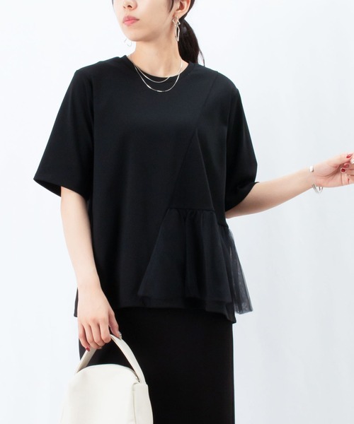 tシャツ LC/LLL アシメチュールフリルフライスプルオーバー レディース LC/LLL アシメチュールフリルフライスプルオーバー（Tシャツ