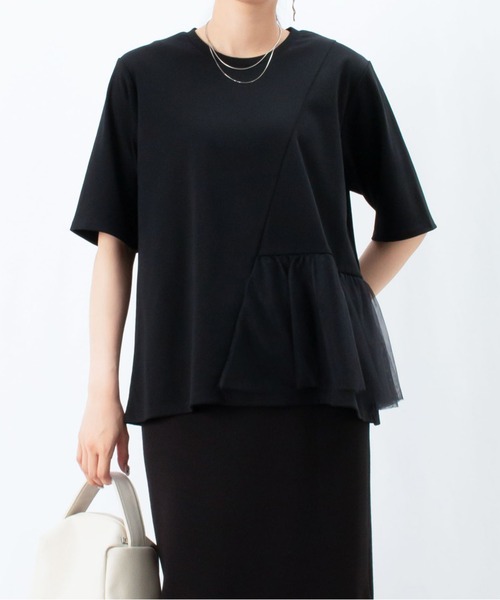 tシャツ LC/LLL ドットチュールアシメフリルカットソー レディース LADY LUCK LUCA tシャツ LC/LLL ドットチュールアシメフリル