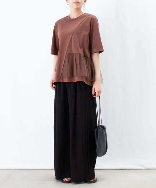 tシャツ LC/LLL アシメチュールフリルフライスプルオーバー レディース LC/LLL アシメチュールフリルフライスプルオーバー（Tシャツ