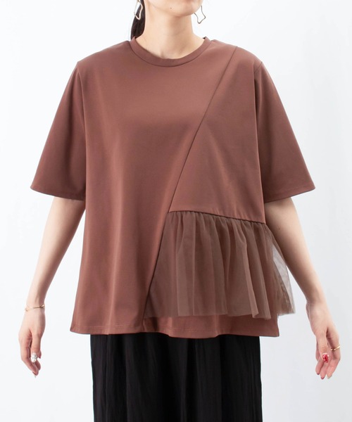 tシャツ LC/LLL アシメチュールフリルフライスプルオーバー レディース LC/LLL アシメチュールフリルフライスプルオーバー（Tシャツ