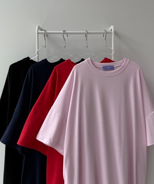 wee9s(ウィークス)の「HANSODE super loose light sweatee one piece / 半袖スウェッティーワンピース(スーパールーズタイプ)(ワンピース・レディース・ネイビー/レッド/ブラック/ベビーピンク/チェリーピンク/グレー/ミント/チャコール・FREE/SHORT/LONG)」の10枚目の写真