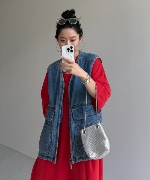wee9s(ウィークス)の「HANSODE super loose light sweatee one piece / 半袖スウェッティーワンピース(スーパールーズタイプ)(ワンピース・レディース・ネイビー/レッド/ブラック/ベビーピンク/チェリーピンク/グレー/ミント/チャコール・FREE/SHORT/LONG)」の20枚目の写真