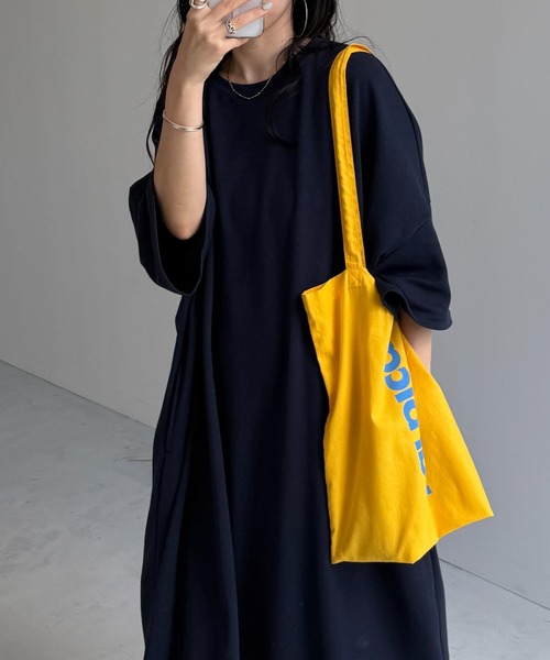 wee9s(ウィークス)の「HANSODE super loose light sweatee one piece / 半袖スウェッティーワンピース(スーパールーズタイプ)(ワンピース・レディース・ネイビー/レッド/ブラック/ベビーピンク/チェリーピンク/グレー/ミント/チャコール・FREE/SHORT/LONG)」の19枚目の写真
