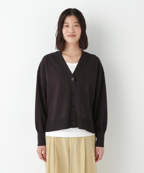 human woman（ヒューマンウーマン）の「◆オーガニックコットン混プレーティングカーディガン（カーディガン/ボレロ・レディース・グレー/ブルー/ブラウン・MEDIUM）」の16枚目の写真
