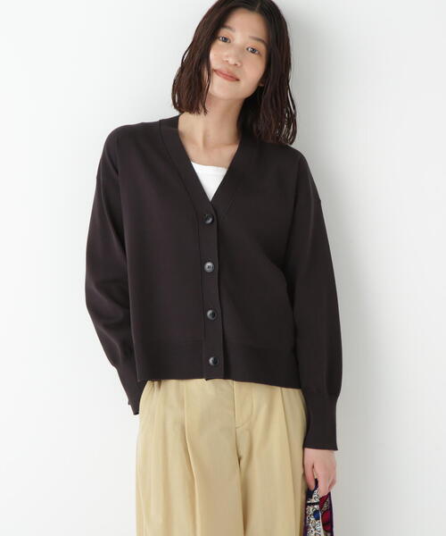 human woman（ヒューマンウーマン）の「◆オーガニックコットン混プレーティングカーディガン（カーディガン/ボレロ・レディース・グレー/ブルー/ブラウン・MEDIUM）」の3枚目の写真