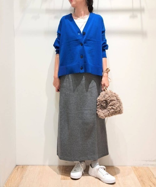human woman（ヒューマンウーマン）の「◆オーガニックコットン混プレーティングカーディガン（カーディガン/ボレロ・レディース・グレー/ブルー/ブラウン・MEDIUM）」の6枚目の写真