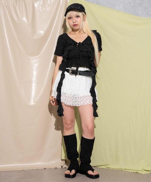 dispark（ディスパーク）の「DISPARK/ダメージフリルヘムカーデ（カーディガン/ボレロ・レディース・ブラック/オフホワイト・FREE）」の10枚目の写真