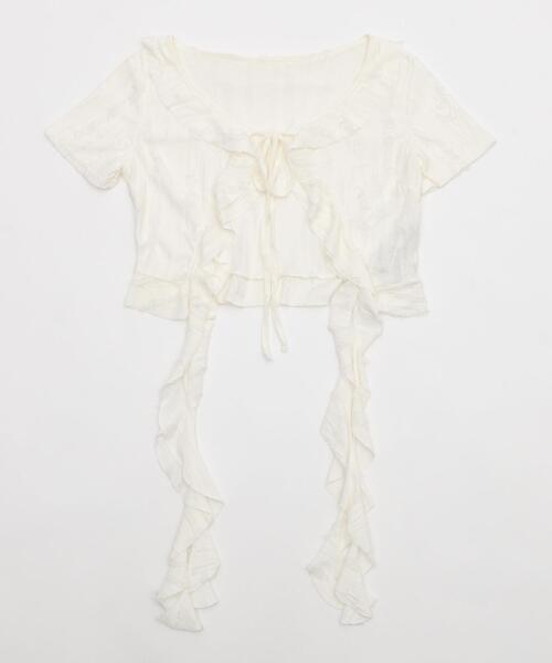 dispark（ディスパーク）の「DISPARK/ダメージフリルヘムカーデ（カーディガン/ボレロ・レディース・ブラック/オフホワイト・FREE）」の11枚目の写真