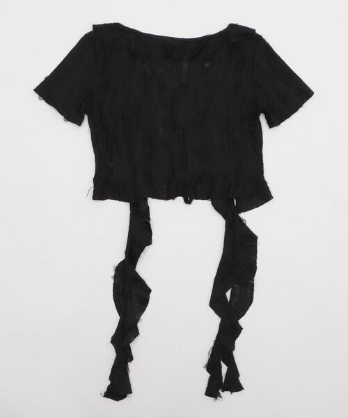 dispark（ディスパーク）の「DISPARK/ダメージフリルヘムカーデ（カーディガン/ボレロ・レディース・ブラック/オフホワイト・FREE）」の13枚目の写真