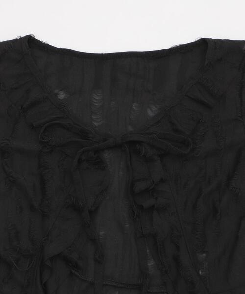 dispark（ディスパーク）の「DISPARK/ダメージフリルヘムカーデ（カーディガン/ボレロ・レディース・ブラック/オフホワイト・FREE）」の14枚目の写真