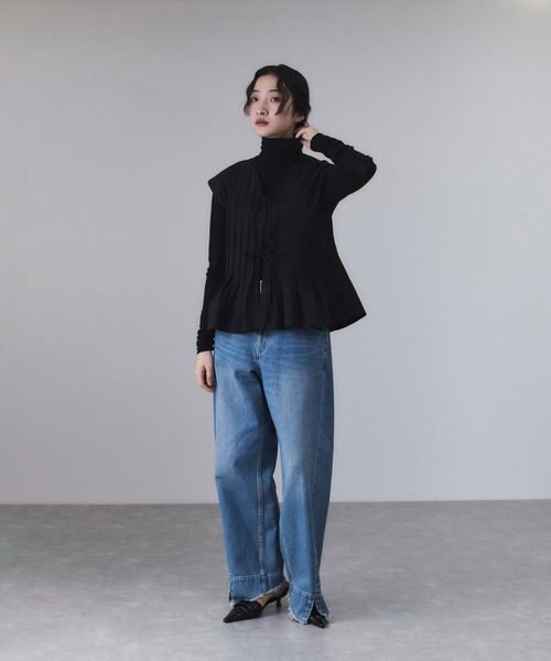 【サステナブル】タックフレアジレブラウス
