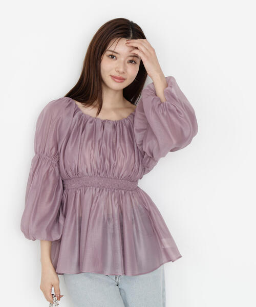 PROPORTION BODY DRESSING(プロポーションボディドレッシング)の「バルーンスリーブオフショルブラウス / 1215210809(シャツ/ブラウス・レディース・ブルー/ピンク/ホワイト系その他/ベージュ・MEDIUM/SMALL)」の6枚目の写真