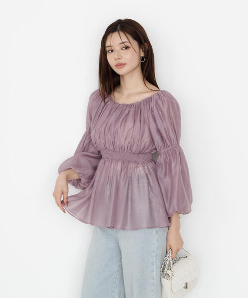 PROPORTION BODY DRESSING(プロポーションボディドレッシング)の「バルーンスリーブオフショルブラウス / 1215210809(シャツ/ブラウス・レディース・ブルー/ピンク/ホワイト系その他/ベージュ・MEDIUM/SMALL)」の4枚目の写真