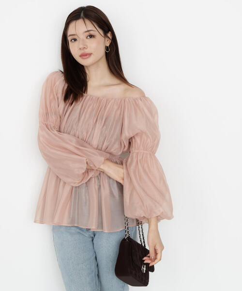 PROPORTION BODY DRESSING(プロポーションボディドレッシング)の「バルーンスリーブオフショルブラウス / 1215210809(シャツ/ブラウス・レディース・ブルー/ピンク/ホワイト系その他/ベージュ・MEDIUM/SMALL)」の5枚目の写真