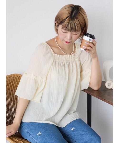 ehka sopo（エヘカソポ）の「スクエアネックフレアーブラウス（シャツ/ブラウス・レディース・キナリ/ブラック/ピンク・F）」の22枚目の写真