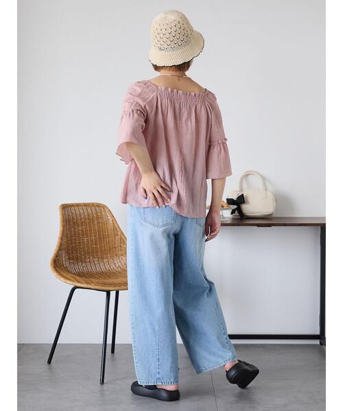 ehka sopo（エヘカソポ）の「スクエアネックフレアーブラウス（シャツ/ブラウス・レディース・キナリ/ブラック/ピンク・F）」の4枚目の写真