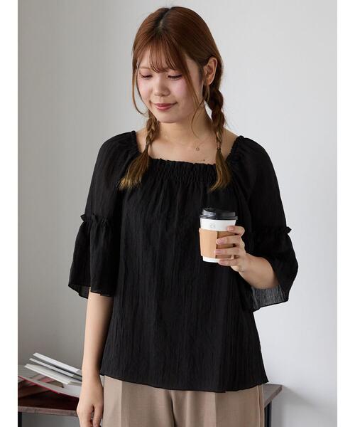 ehka sopo（エヘカソポ）の「スクエアネックフレアーブラウス（シャツ/ブラウス・レディース・キナリ/ブラック/ピンク・F）」の7枚目の写真